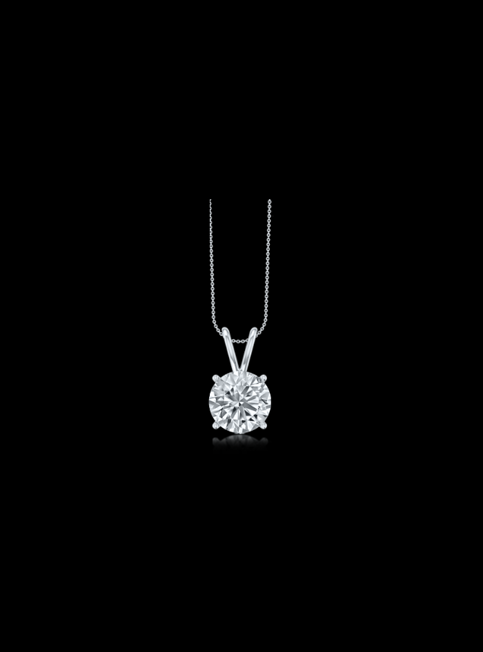 Diamond Solitaire Pendant-4 Prong Basket-0.75 Ct TW-Yellow-White