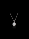 Star Dust Fresh Water Pearl Halo Pendant-0.20 Ct TW-White | Anvaya Canada