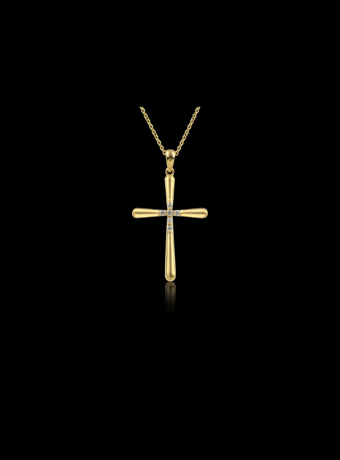 Sacred Shine Cross Pendant-0.06 Ct TW-Yellow