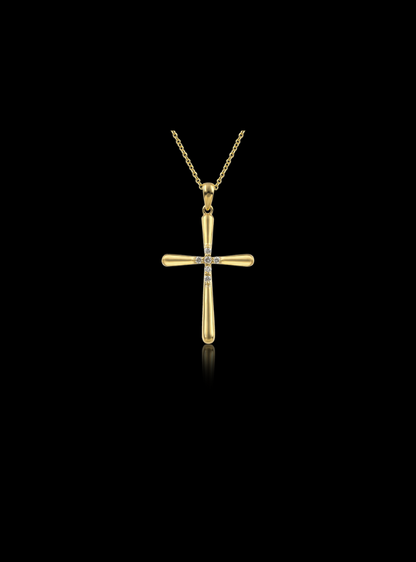 Sacred Shine Cross Pendant-0.06 Ct TW-Yellow