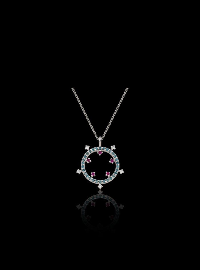 Celestial Charm Diamond Ruby Pendant-0.40 Ct TW-White