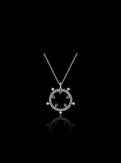 Celestial Charm Diamond Ruby Pendant-0.40 Ct TW-White