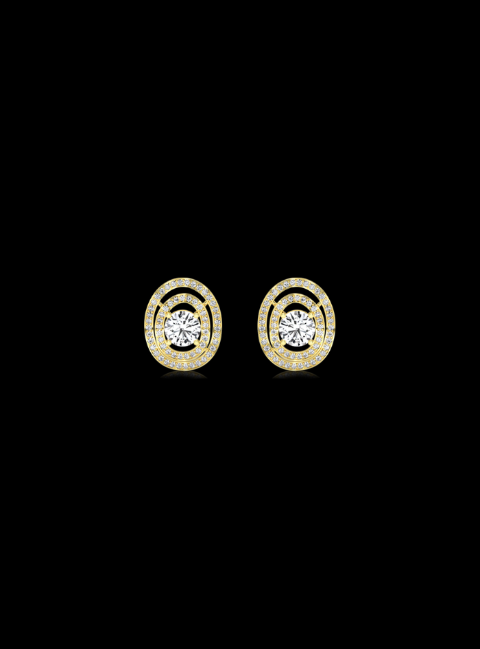 Halo Frame Diamond Stud Earring-1.30 Ct TW-Yellow
