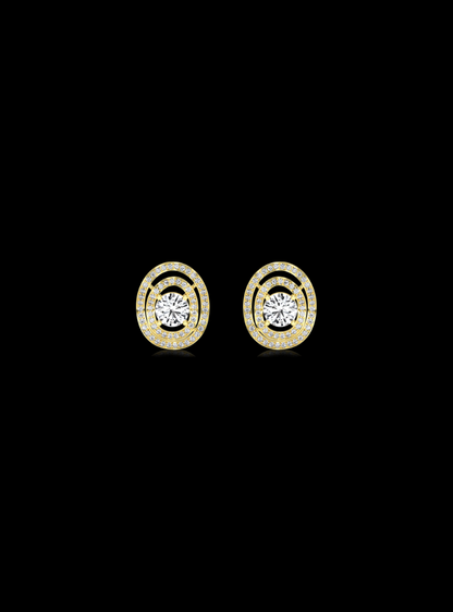 Halo Frame Diamond Stud Earring-1.30 Ct TW-Yellow