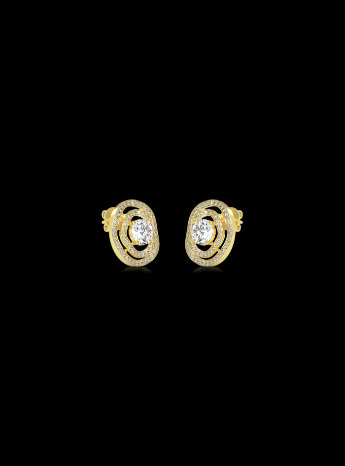 Halo Frame Diamond Stud Earring-1.30 Ct TW-Yellow
