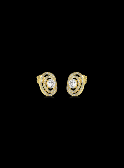 Halo Frame Diamond Stud Earring-1.30 Ct TW-Yellow