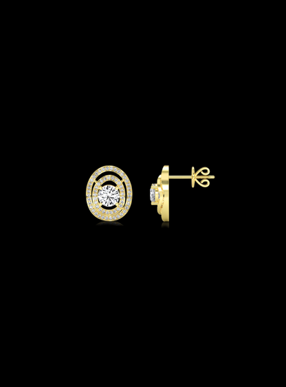 Halo Frame Diamond Stud Earring-1.30 Ct TW-Yellow