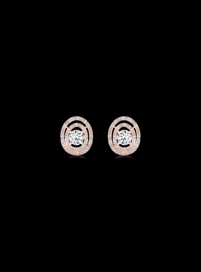 Halo Frame Diamond Stud Earring-1.30 Ct TW-Rose