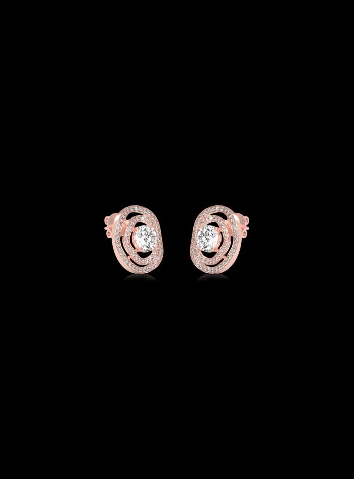 Halo Frame Diamond Stud Earring-1.30 Ct TW-Rose