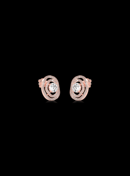 Halo Frame Diamond Stud Earring-1.30 Ct TW-Rose