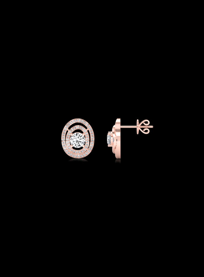 Halo Frame Diamond Stud Earring-1.30 Ct TW-Rose