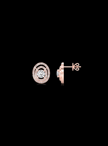Halo Frame Diamond Stud Earring-1.30 Ct TW-Rose