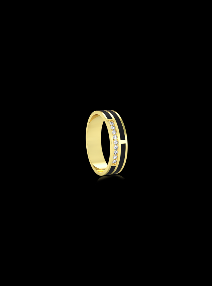 Mens Ring-Diamond & Enamel-0.14 Ct TW-Yellow