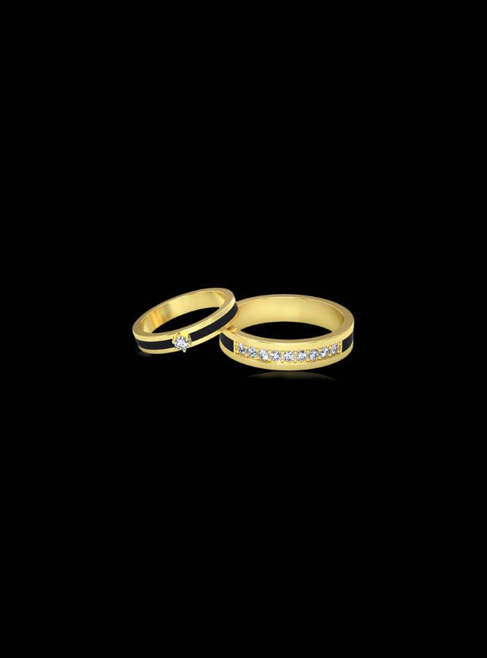 His & Her Wedding Rings-0.75 Ct TW-Yellow