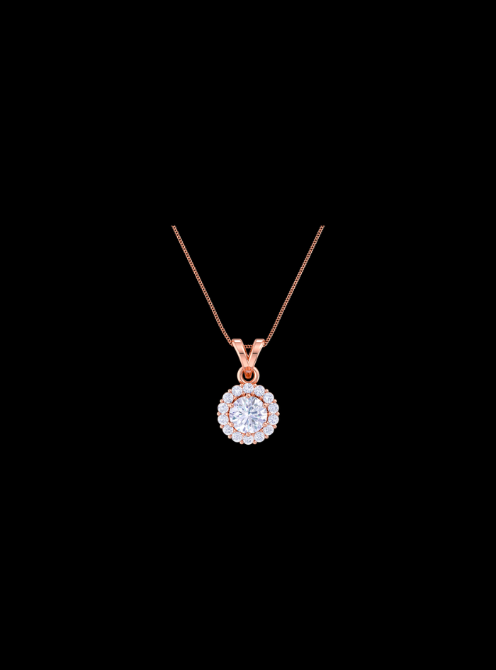 Round Halo Pendant-0.75 Ct TW-Rose