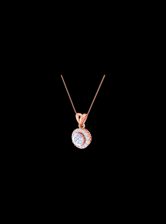 Round Halo Pendant-0.75 Ct TW-Rose