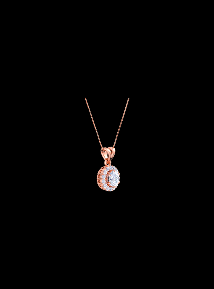 Round Halo Pendant-0.75 Ct TW-Rose