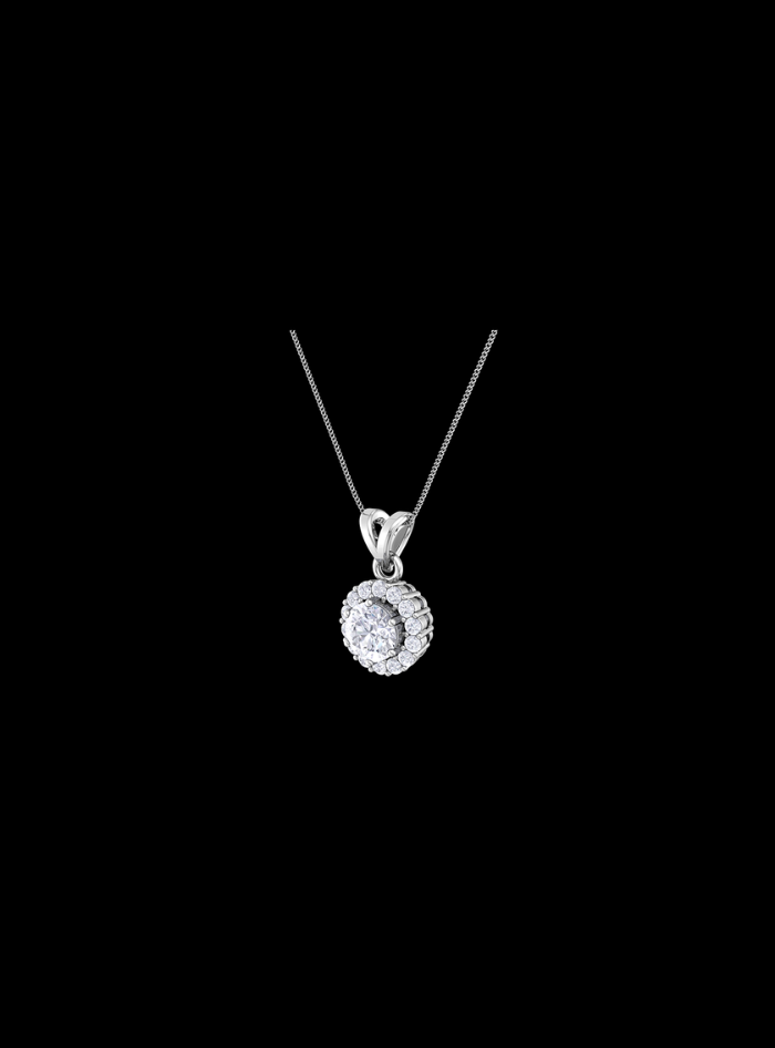 Round Halo Pendant-0.75 Ct TW-White