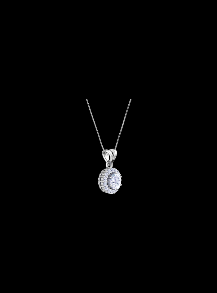 Round Halo Pendant-0.75 Ct TW-White