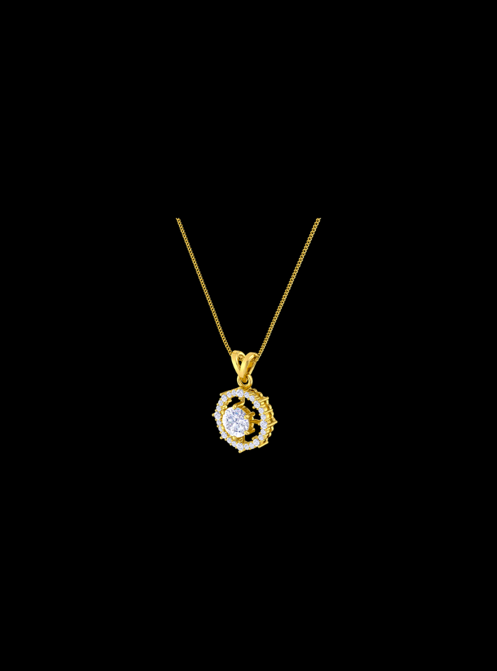 Celestial Orbit Halo Pendant-0.70 Ct TW-Yellow