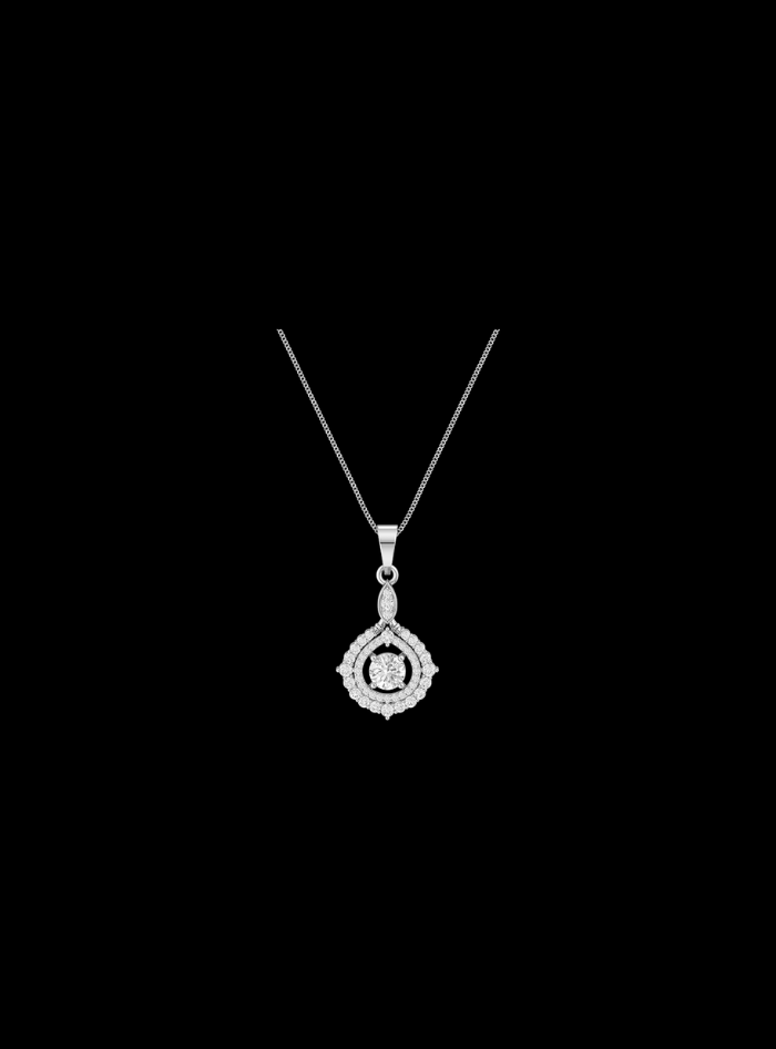Round Double Halo Pendant-1.00 Ct TW-White