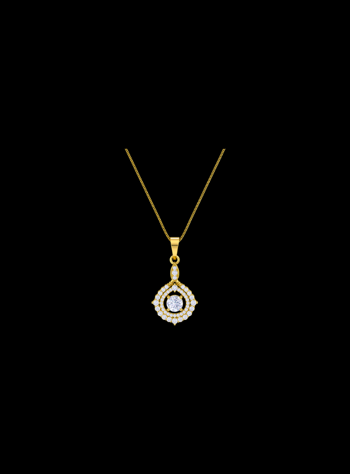 Round Double Halo Pendant-1.00 Ct TW-Yellow