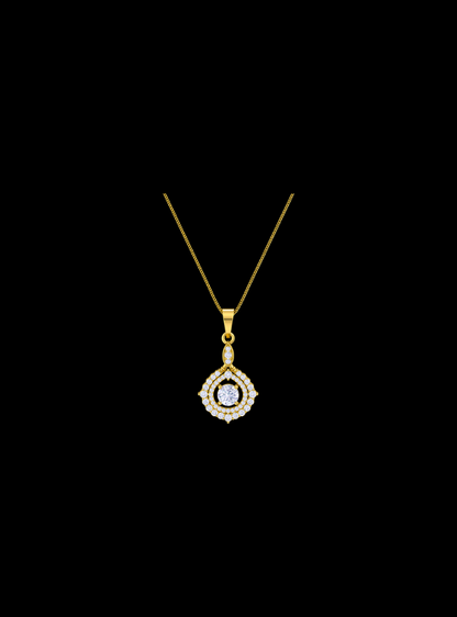 Round Double Halo Pendant-1.00 Ct TW-Yellow