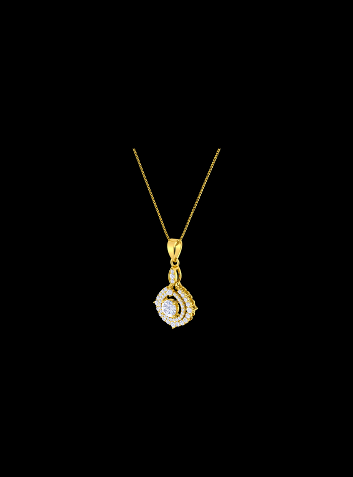 Round Double Halo Pendant-1.00 Ct TW-Yellow
