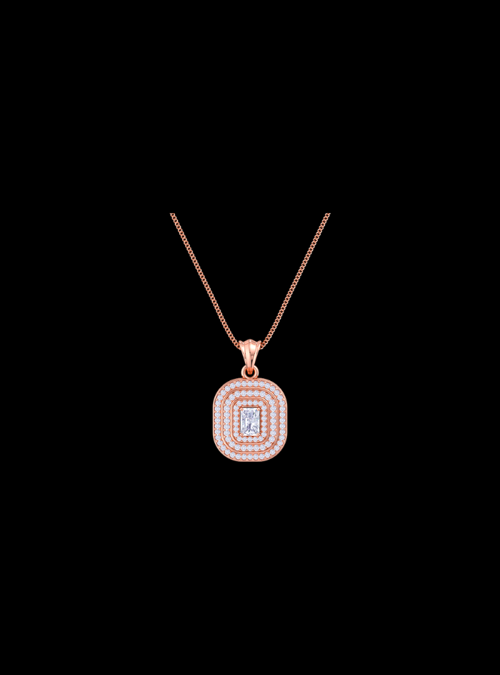 Emerald Cut Halo Pendant-1.25 Ct TW-Rose
