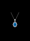 Halo Oval Diamond & Color Stone Pendant-1.25 Ct TW-White | Anvaya Canada