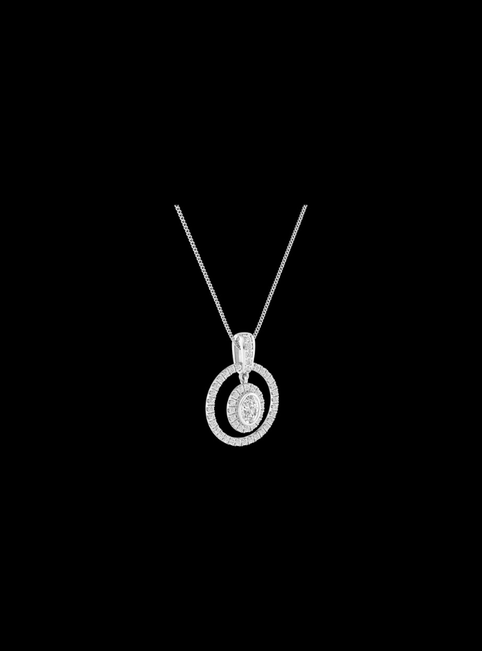 Diamond Circle Pendant-Round & Oval Diamond - Anvaya Canada-White 