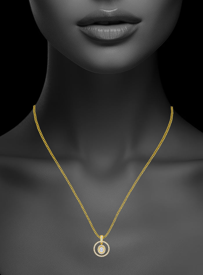 Diamond Circle Pendant-Round & Oval Diamond - Anvaya Canada-Yellow 