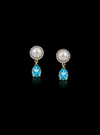 Tropical Blue Topaz,Diamond & Pearl Earring-2.55 Ct TW-TwoTone | Anvaya Canada