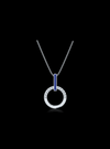 Diamond & Blue Enamel Circle Pendant-0.10 Ct TW - Anvaya Canada-White | Anvaya Canada