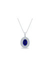 Diamond & Blue Sapphire Oval Pendant - Anvaya Canada-White  | Anvaya Canada