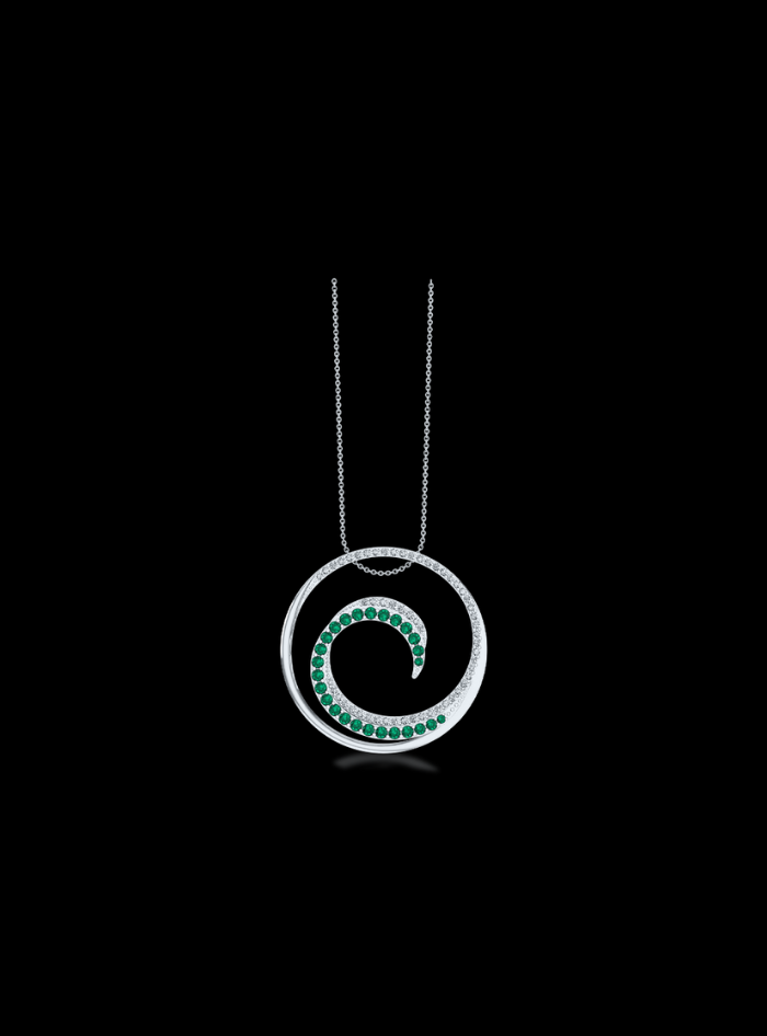 Diamond & Color Stone Circle Pendant-0.40 Ct TW - Anvaya Canada-White 