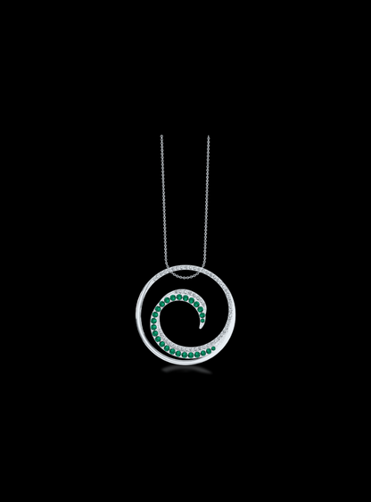 Diamond & Color Stone Circle Pendant-0.40 Ct TW - Anvaya Canada-White 
