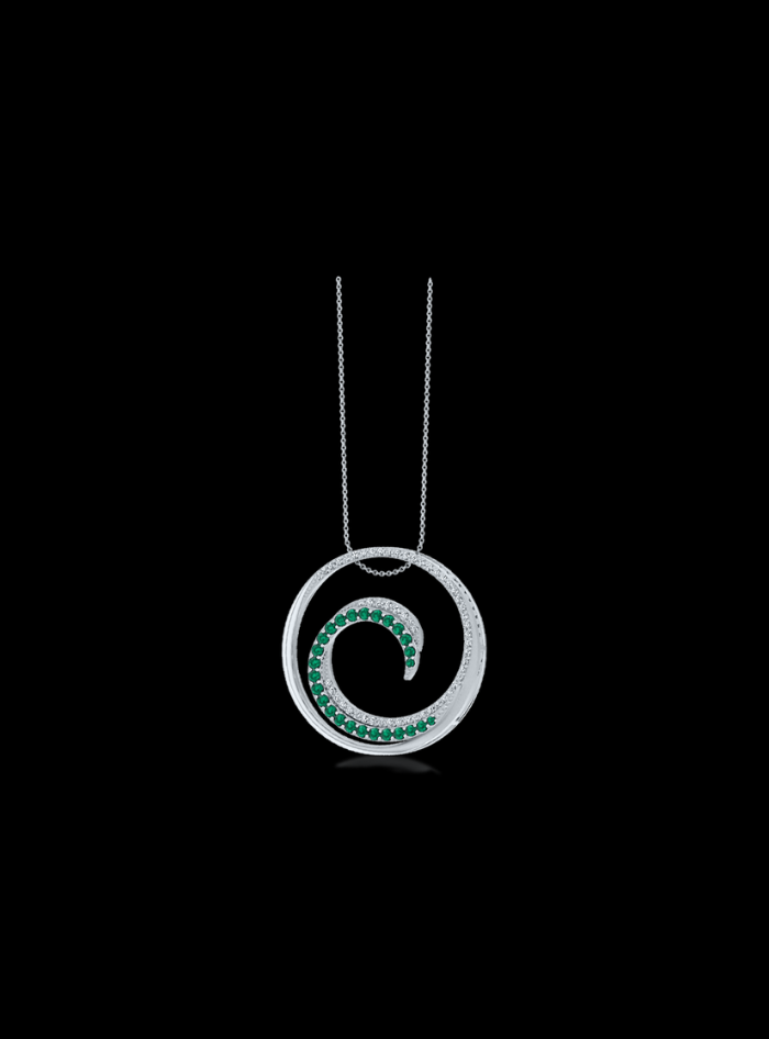 Diamond & Color Stone Circle Pendant-0.40 Ct TW - Anvaya Canada-White  