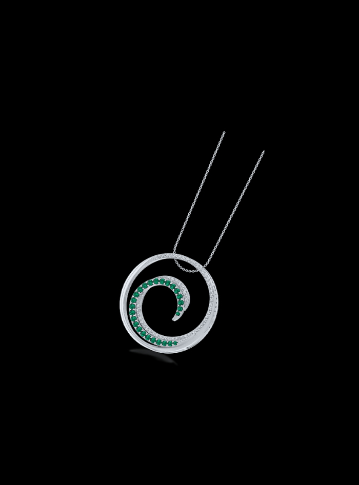 Diamond & Color Stone Circle Pendant-0.40 Ct TW - Anvaya Canada-White 