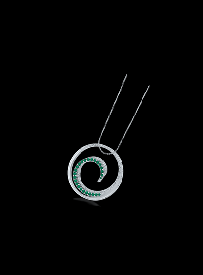 Diamond & Color Stone Circle Pendant-0.40 Ct TW - Anvaya Canada-White 