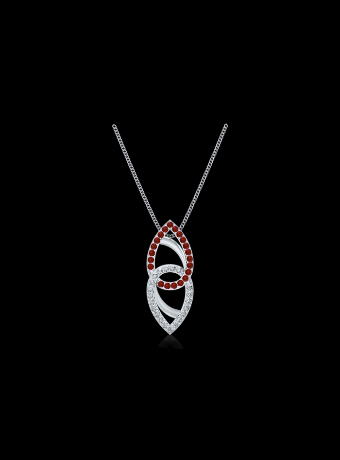 Diamond & Color Stone Fashion Pendant-0.25 Ct TW - Anvaya Canada-White