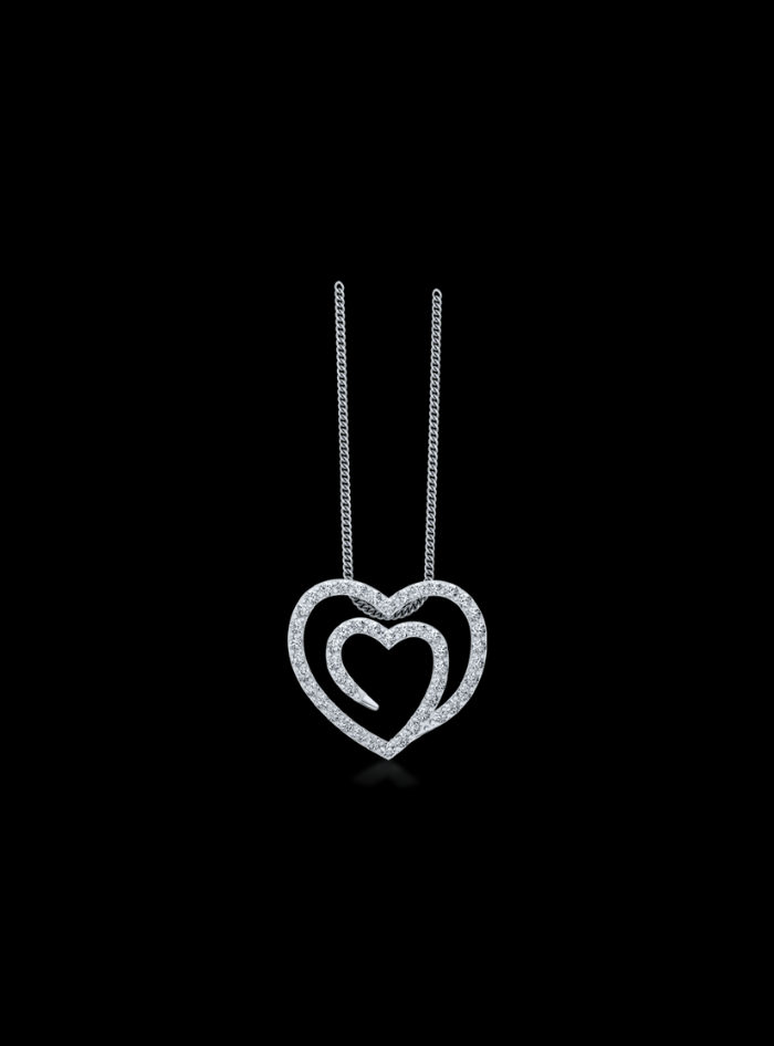Diamond Double Heart Pendant-0.35 Ct TW - Anvaya Canada-White
