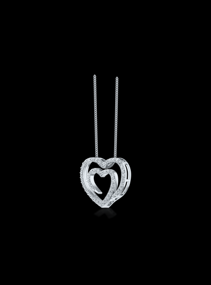 Diamond Double Heart Pendant-0.35 Ct TW - Anvaya Canada-White