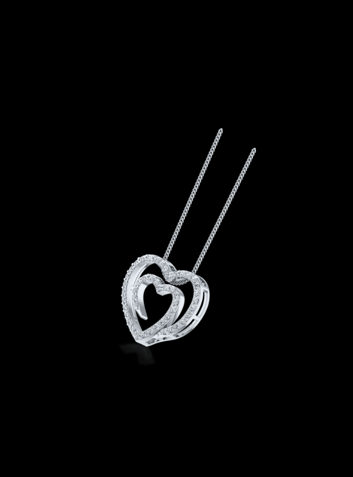 Diamond Double Heart Pendant-0.35 Ct TW - Anvaya Canada-White