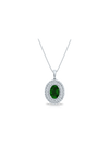 Diamond & Emerald Oval Pendant - Anvaya Canada-White | Anvaya Canada