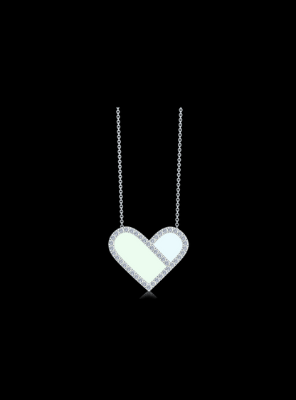 Diamond & Enamel Heart Pendant-0.60 Ct TW-Anvaya Canada-White