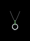 Diamond & Green Enamel Circle Pendant-0.10 Ct TW - Anvaya Canada-White | Anvaya Canada