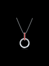 Diamond & Red Enamel Circle Pendant-0.10 Ct TW - Anvaya Canada-White | Anvaya Canada