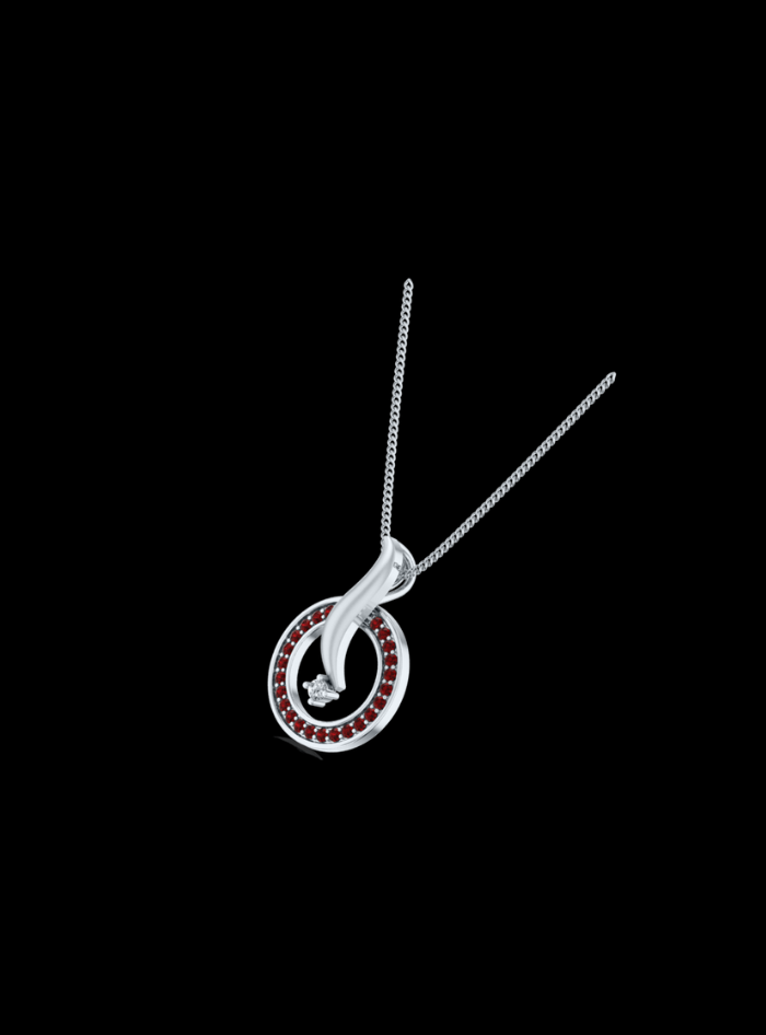 Diamond & Ruby Circle Pendant-0.50 Ct TW - Anvaya Canada-White