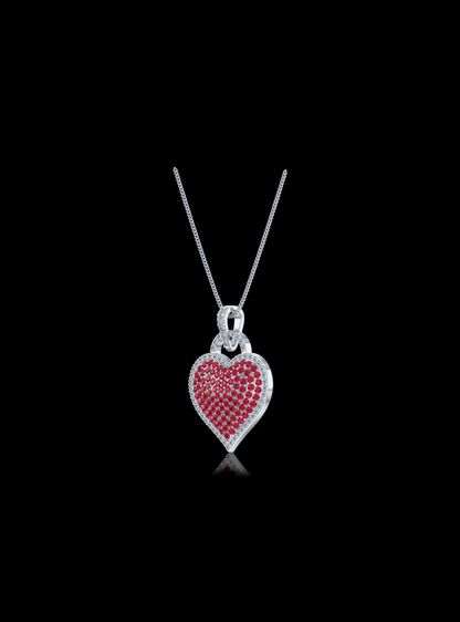 Diamond & Ruby Heart Pendant-1.20 Ct TW - Anvaya Canada-White